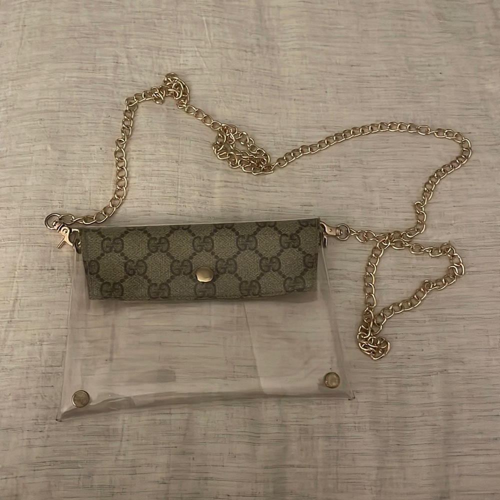 Repurposed Gucci Clear Cross Body w/ Gold Chain
